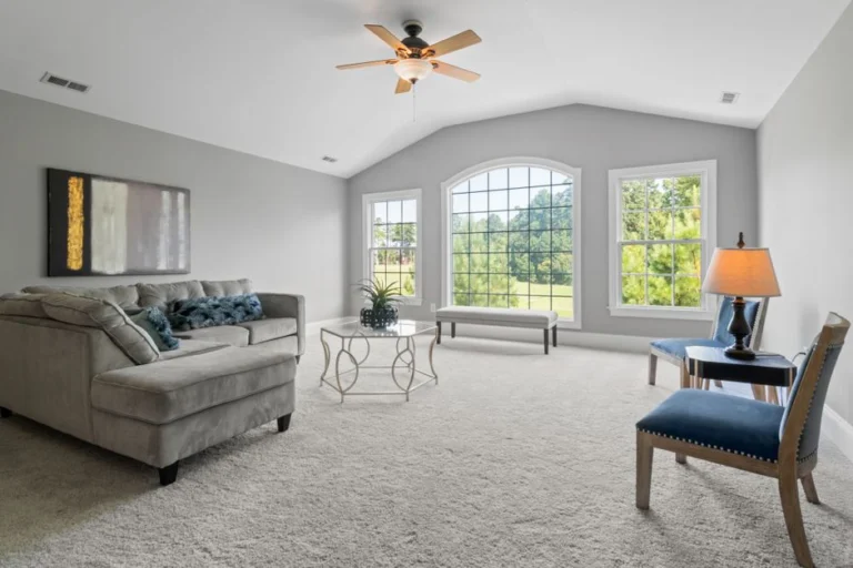 Living room with soft carpet